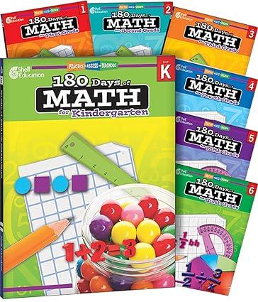 180 days of math grade k 6 1st edition shell education, timothy rasinski, melissa cheesman smith 1425817173,