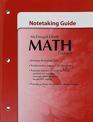 math grades 6 8 course 1 notetaking guide 1st edition mcdougal littel 0618741860, 978-0618741861