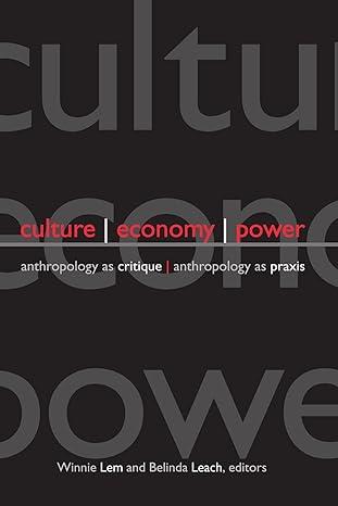 culture economy power anthropology as critique anthropology as praxis 1st edition winnie lem, belinda leach