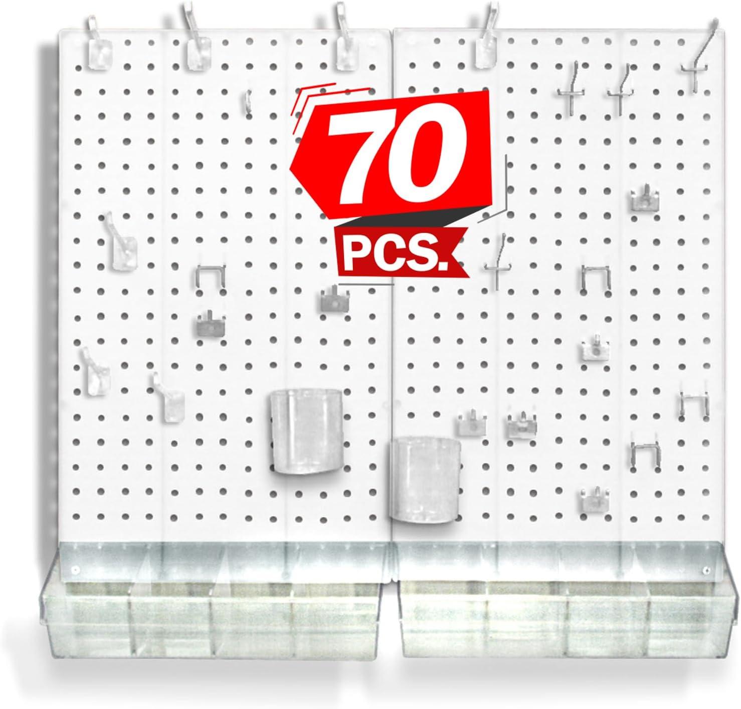azar displays 900945-wht 70 piece pegboard organizer wall mount peg board combination panel kit for bedroom 