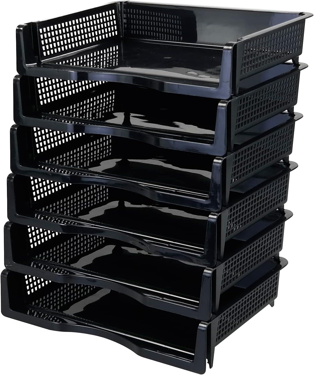 minekkyes stackable office tray 6 tier document letter tray organizer black stacking tray  minekkyes