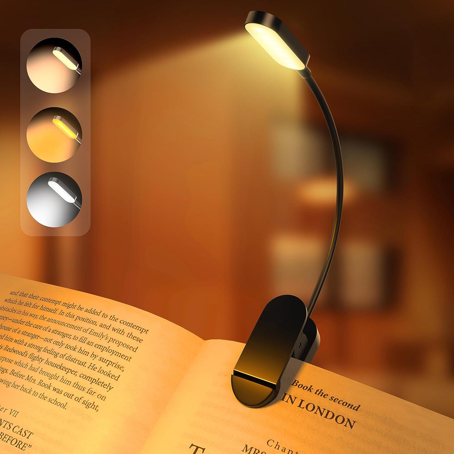 d babe 9 led rechargeable book light for reading in bed clip on reading light with 3 color temperatures  d