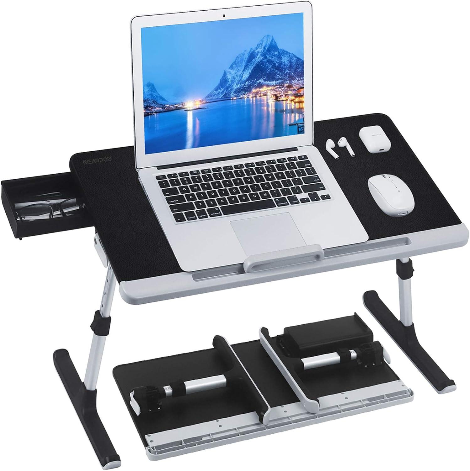 nearpow laptop desk for bed for laptop and writing adjustable computer tray  nearpow ?b08fqv5zv4