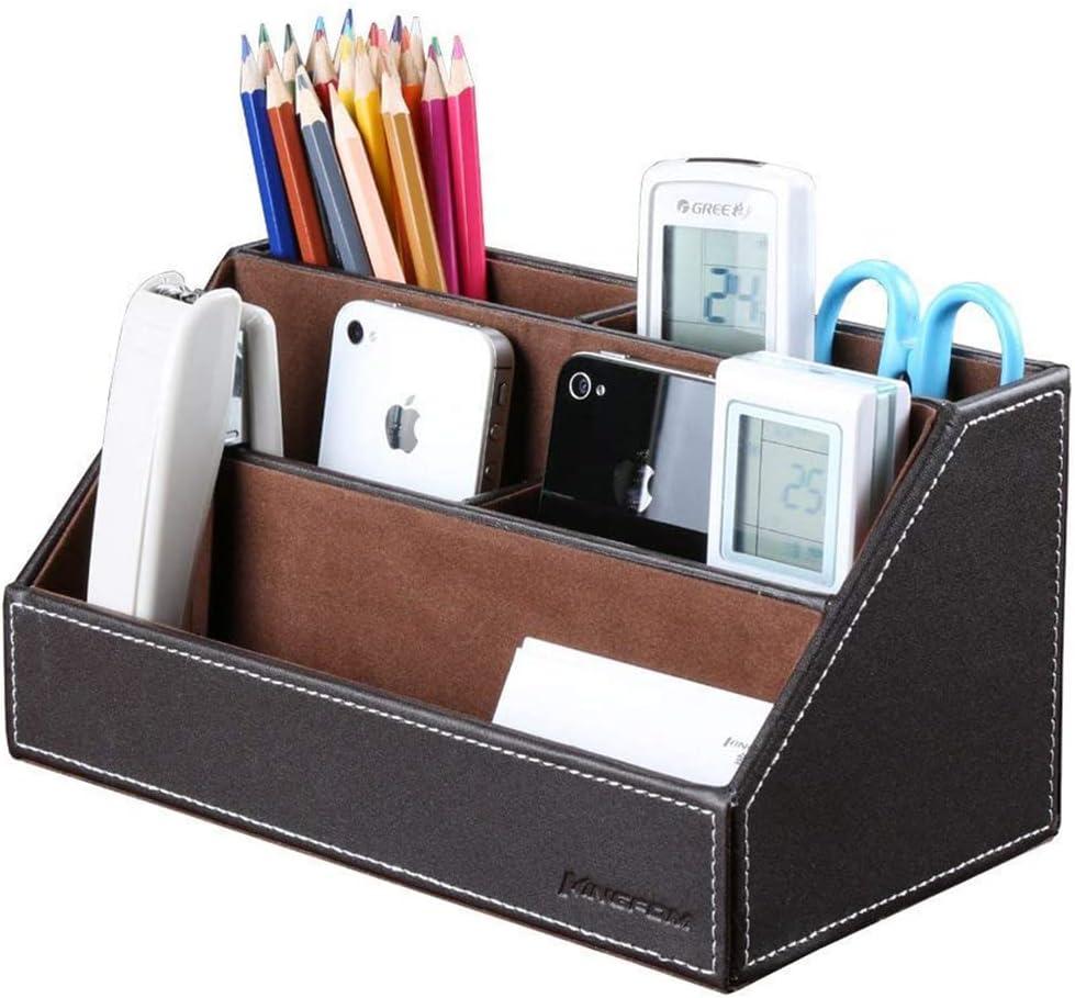 kingfom leatherette multi-function desk organizer storage box 5 compartments office supplies caddy  kingfom