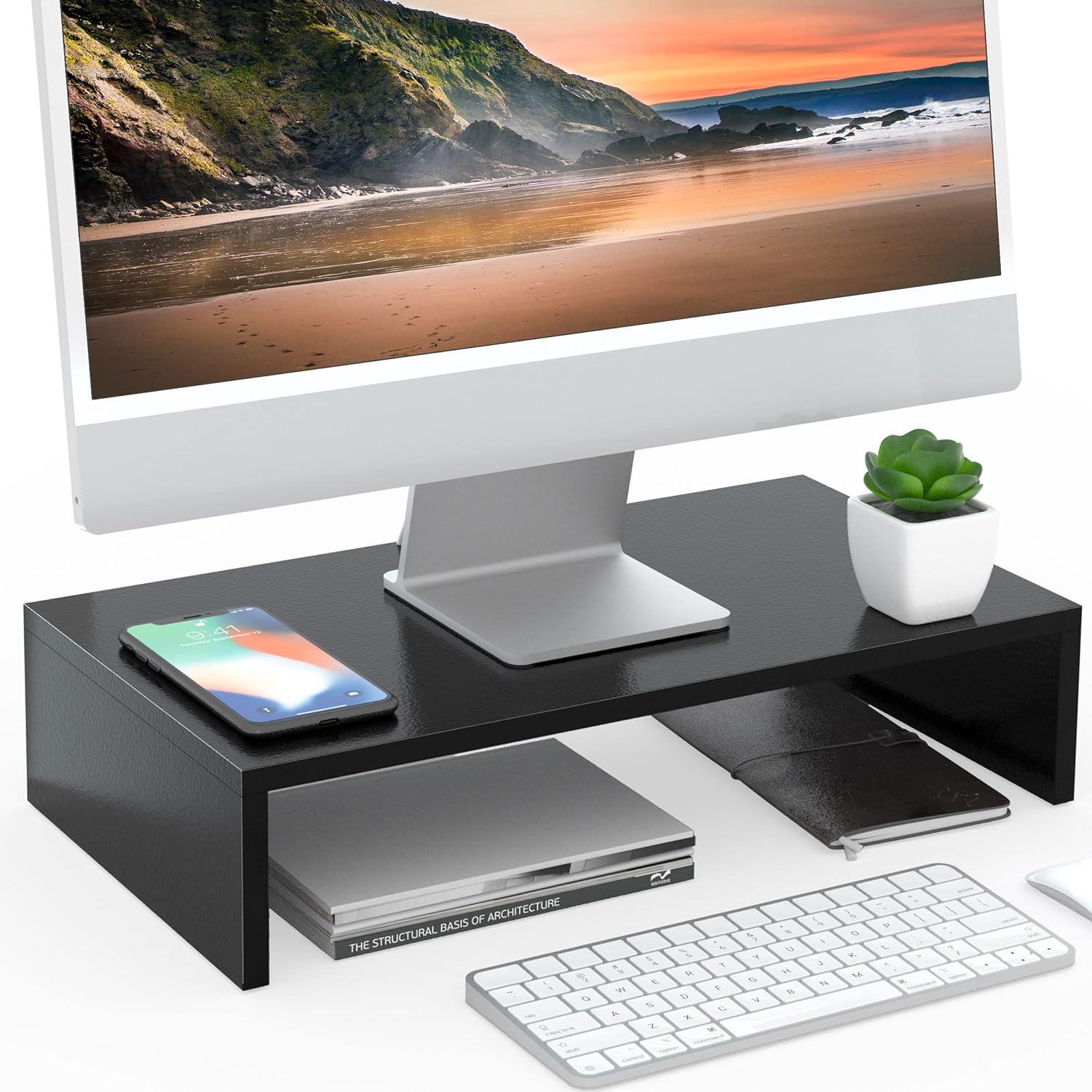 fitueyes computer monitor riser 16 7 inch laptop stand save space desk organizer with keyboard organizer