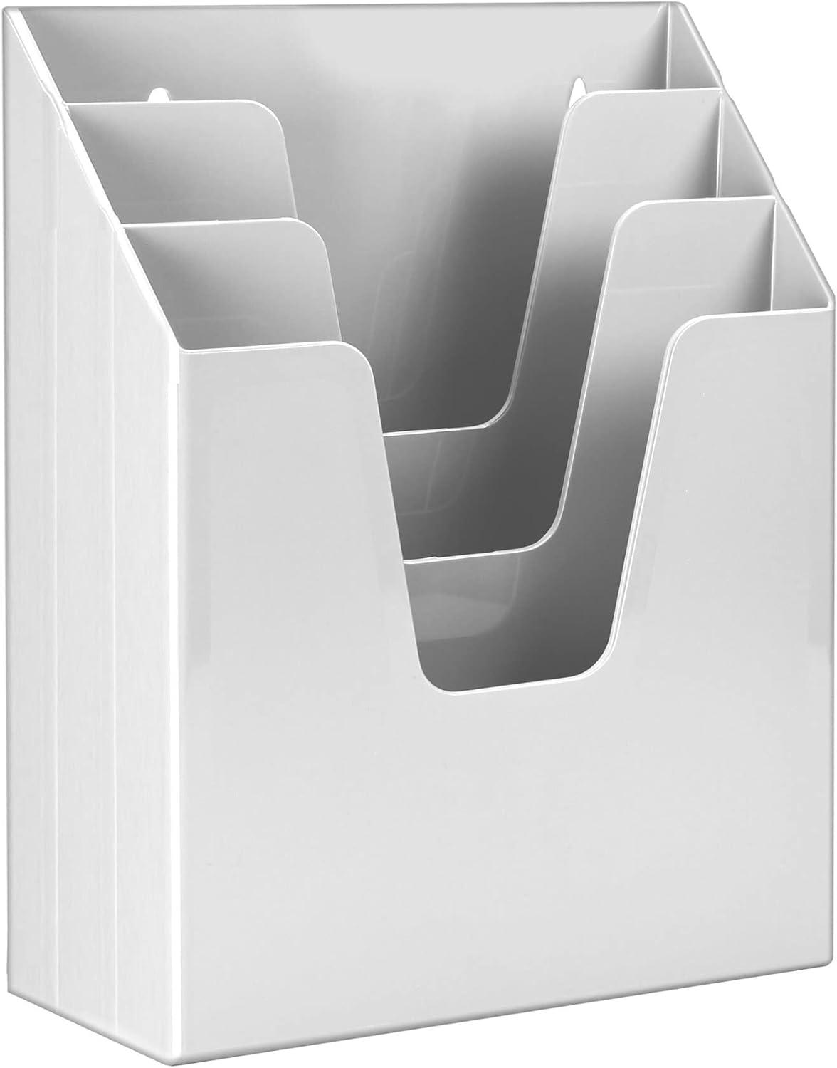 acrimet vertical triple file folder holder organizer white color  acrimet b06xh5pgy1