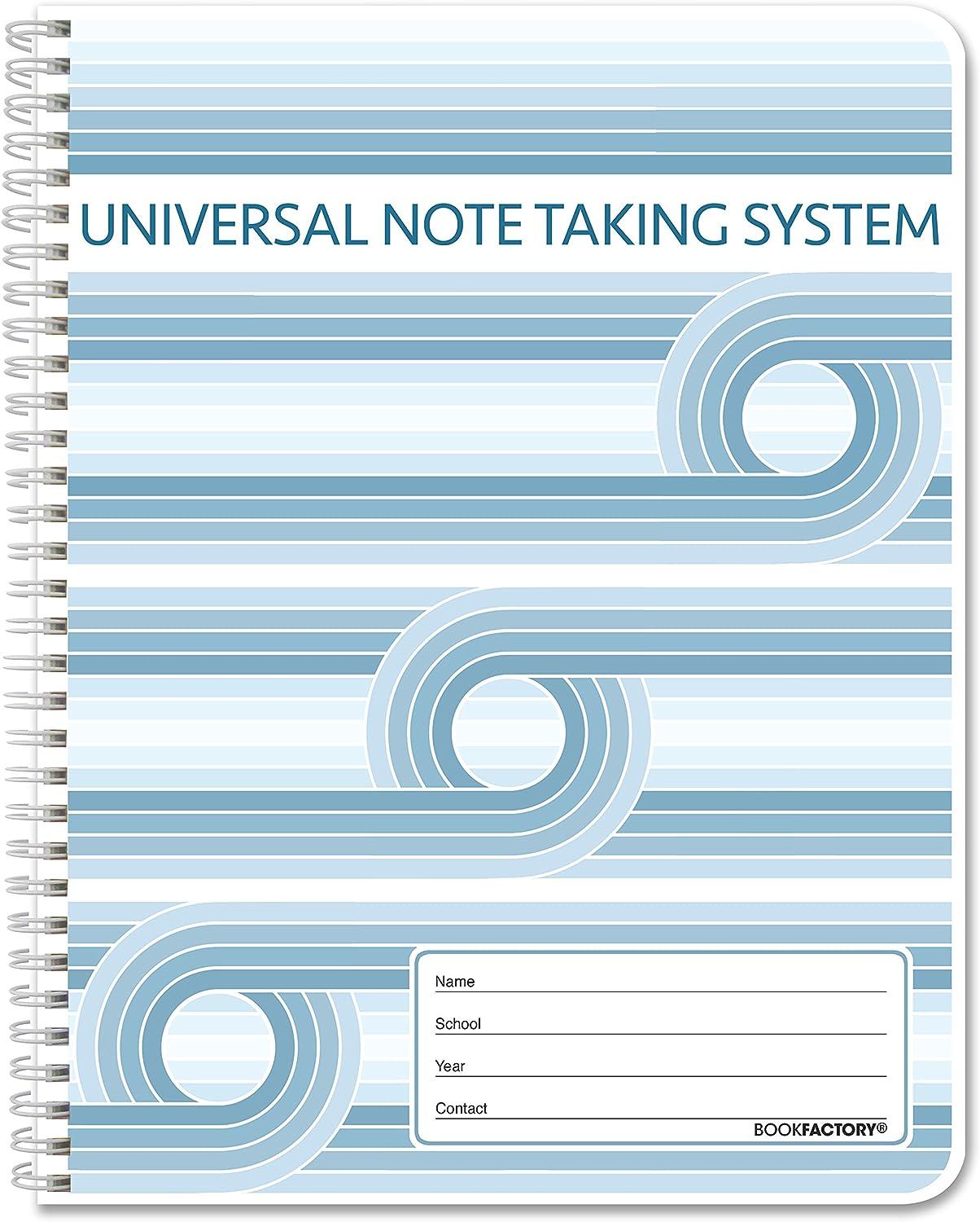 bookfactory universal note taking system cornell notes / notetaking notebook 120 pages 8 1/2