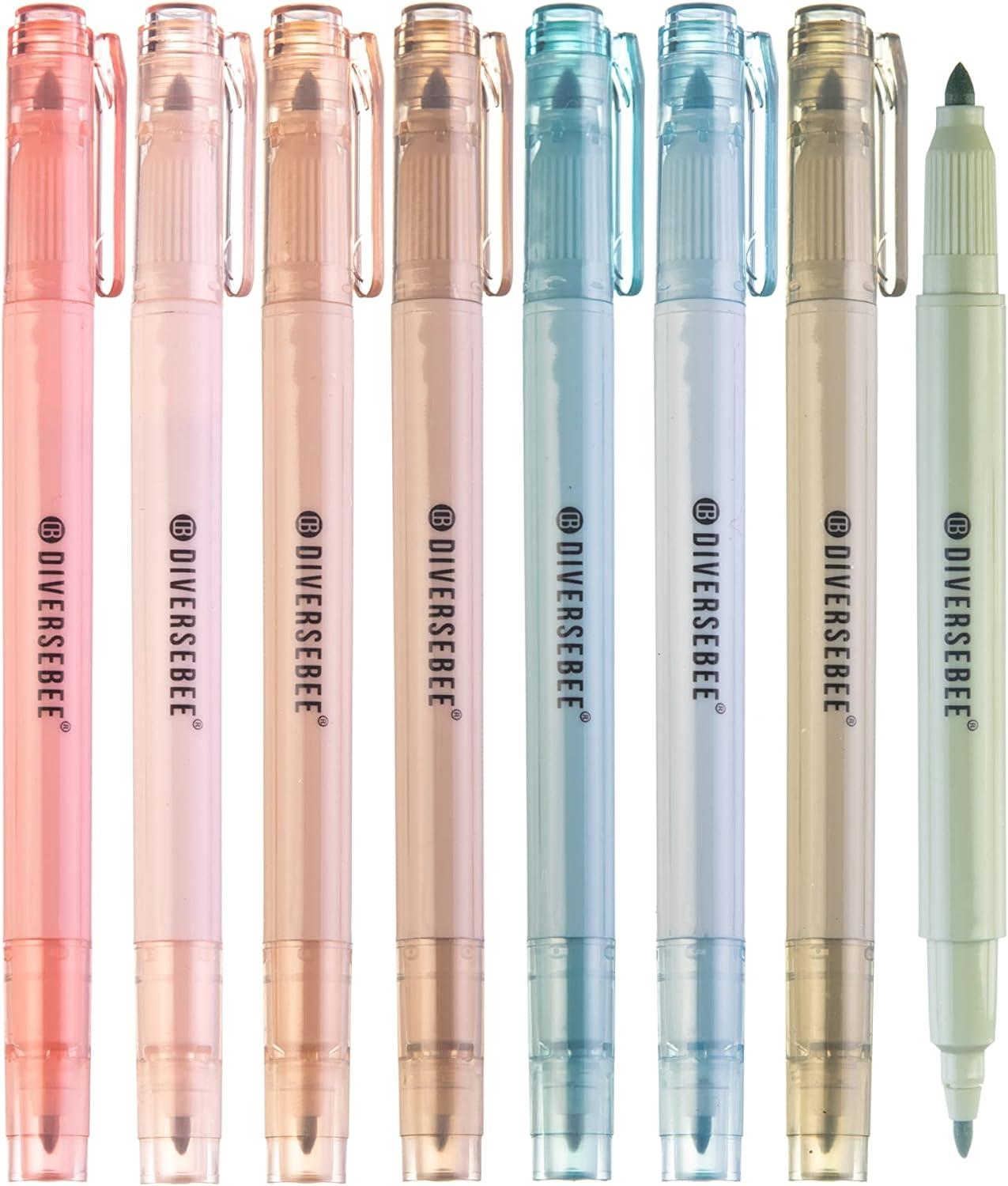 diversebee dual tip bible highlighters and pens no bleed 8 pack assorted colors quick dry highlighters set 