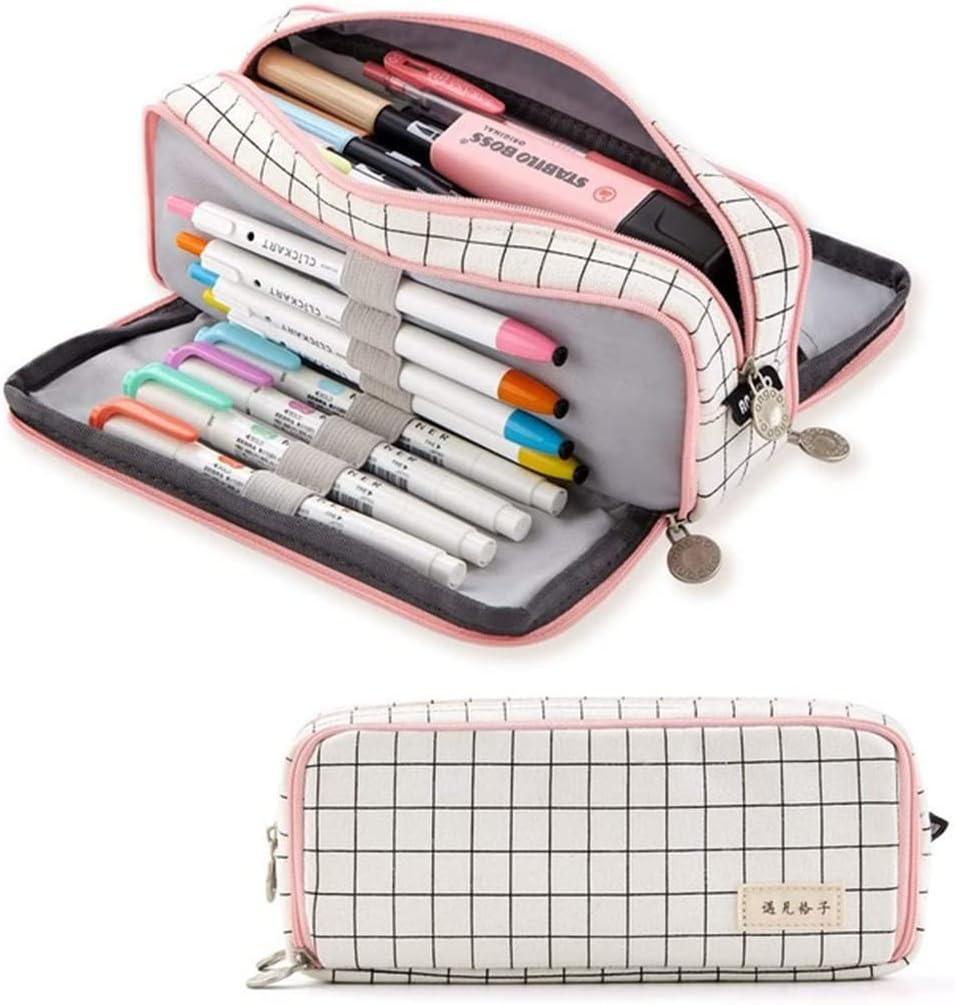 isuperb large capacity pencil case big 3 compartments pencil pouch canvas pen bag zipper  isuperb b081vcbmct
