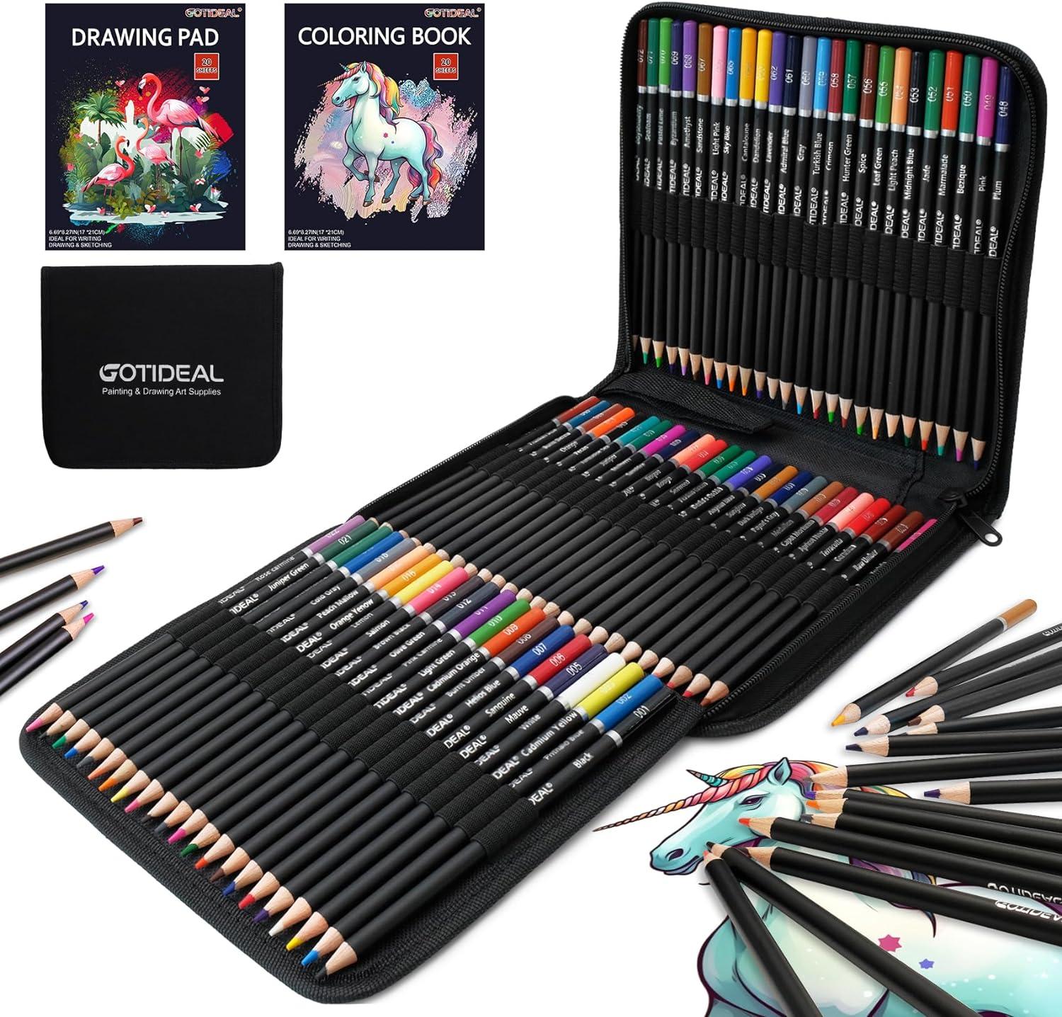 gotideal 72 colored pencils for adult coloring with sketch paper and coloring book  gotideal b0c5wpfdtp
