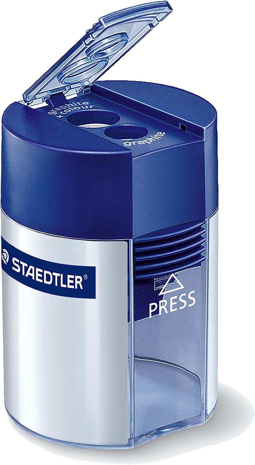 staedtler double hole pencil sharpener two holes for standard pencils large colored pencils and makeup