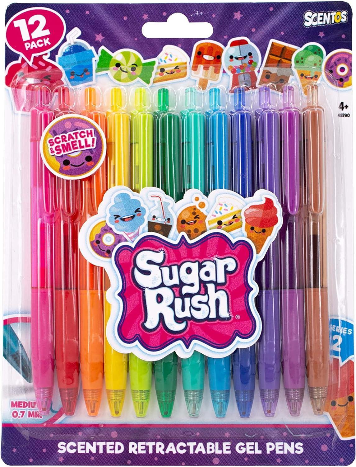 scentos sugar rush colored gel pens for kids - candy scented pens - medium point gel pens for coloring - for