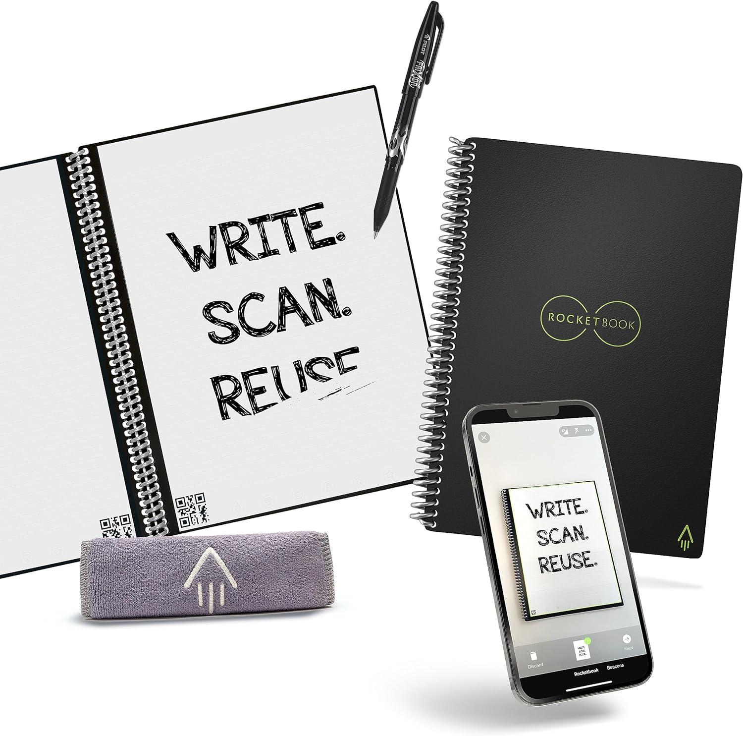 rocketbook core reusable smart notebook innovative eco-friendly digitally connected notebook with cloud