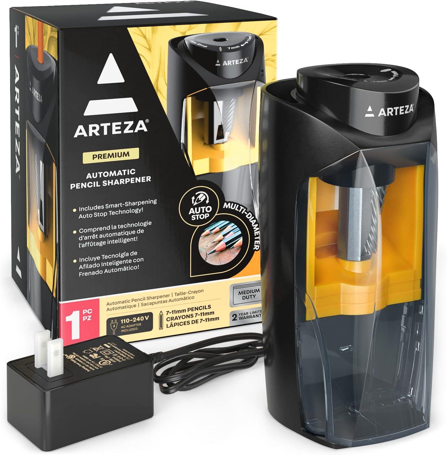 arteza electric pencil sharpener black fits 7–11-mm pencils auto-stop office supplies for teachers  arteza