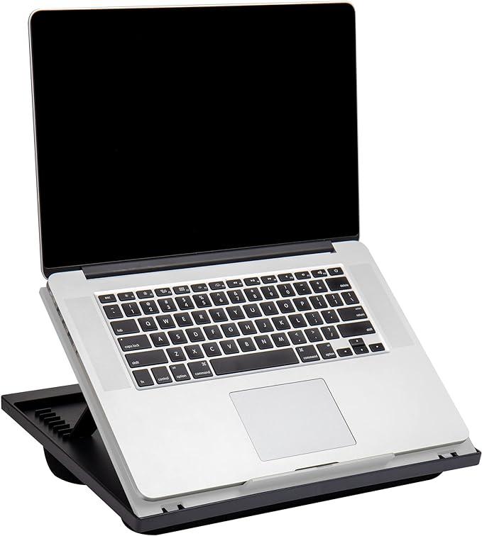 mind reader adjustable 8 position laptop desk with cushions monitor holder white  mind b08t6k1k87