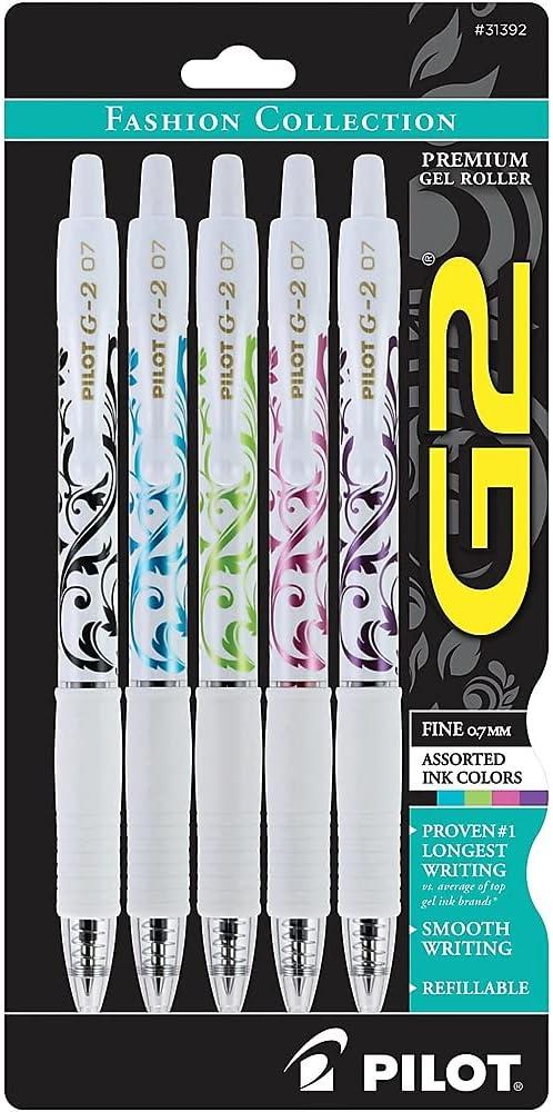 pilot g2 premium gel roller pens fine point 0 7 mm fashion collection assorted colors pack of 5  pilot