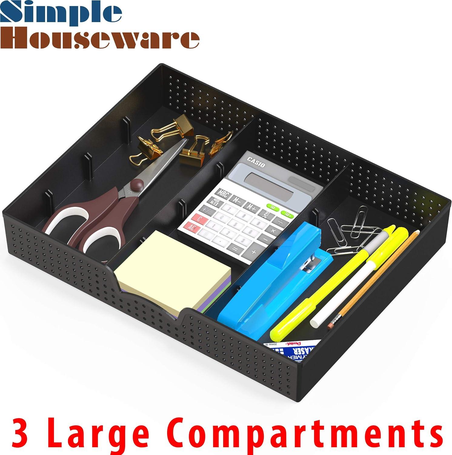 simplehouseware drawer organizer tray with 9 adjustable compartments black  simplehouseware b08573pyq7
