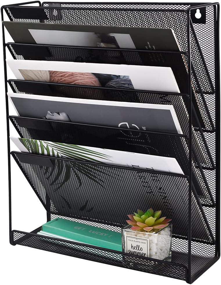 easepres file organizer mesh 5-tier black hanging file organizer vertical holder rack for office home black 
