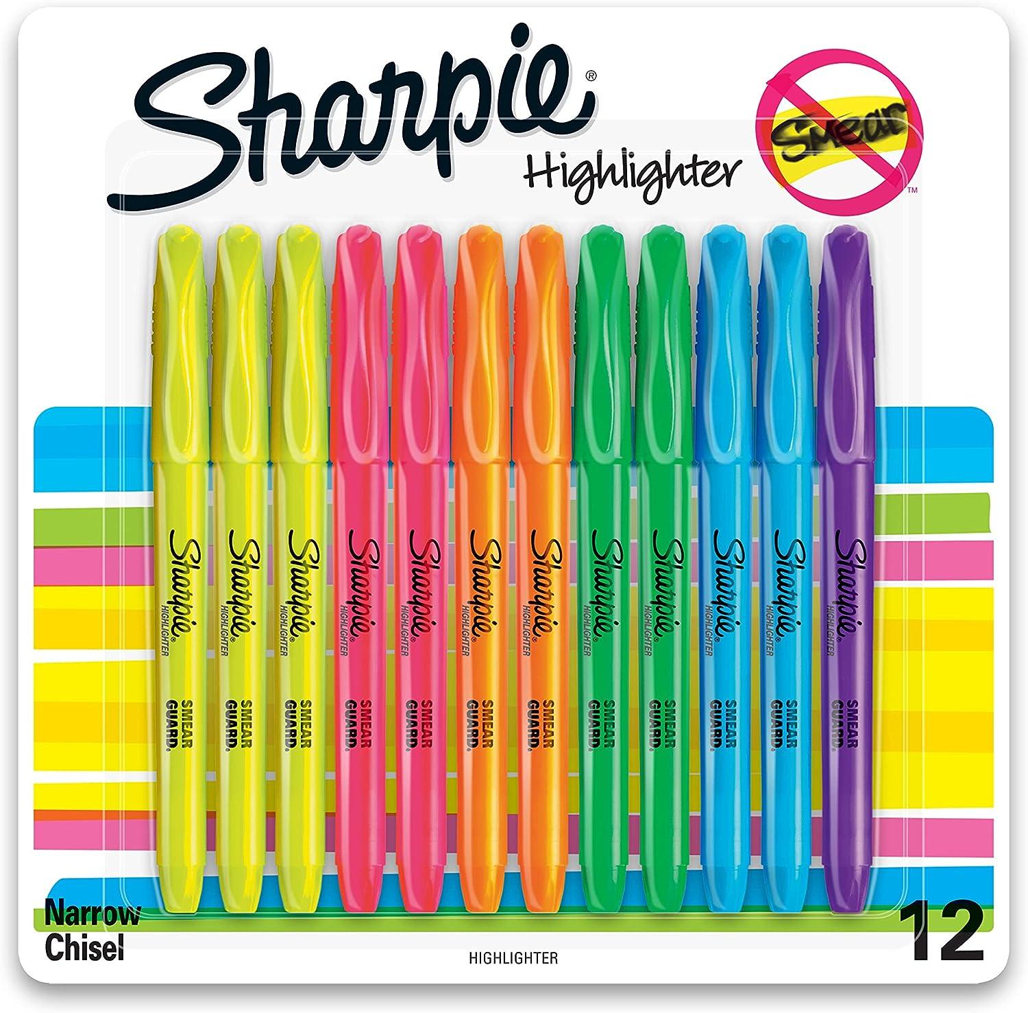 sharpie 27145 pocket highlighters chisel tip assorted colors 12-count  sharpie b002ba5wmi