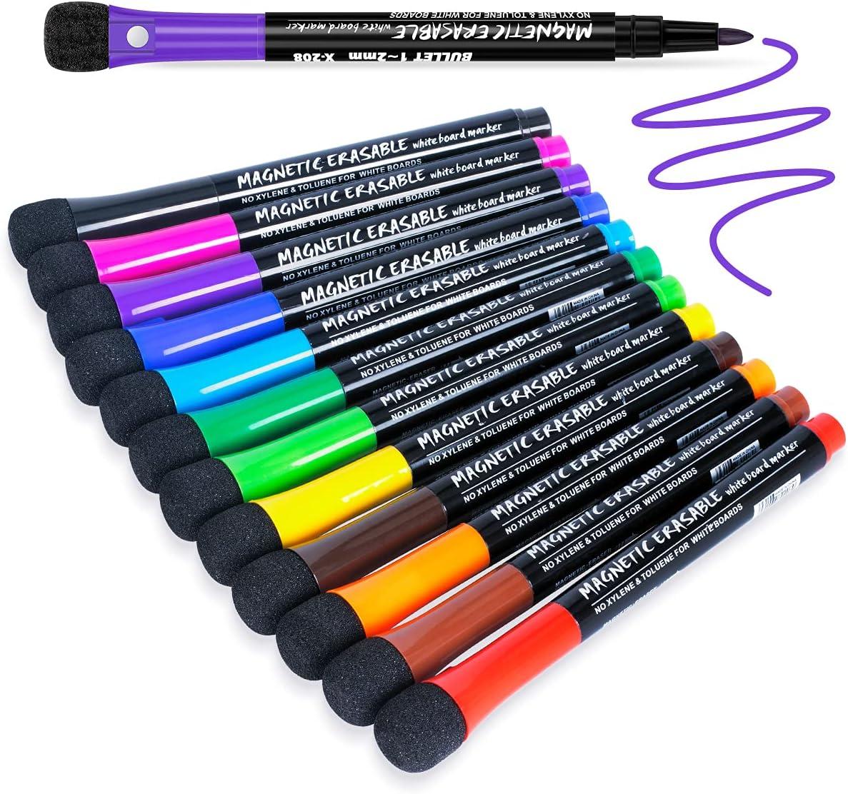 jr white magnetic dry erase markers fine 12 colors white board markers  jr.white b08x2n134r