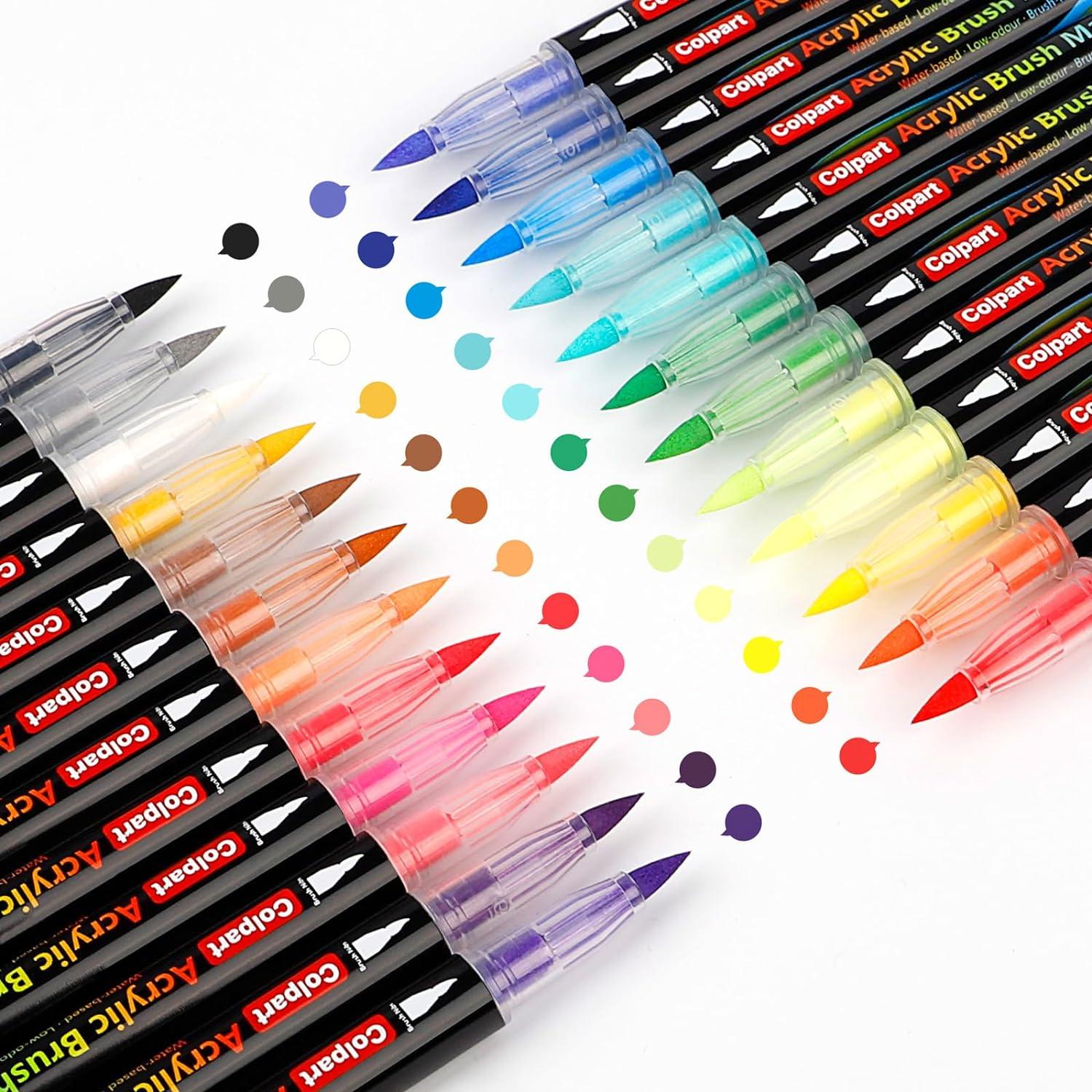 colpart brush tip acrylic paint pens-24 colors acrylic paint markers calligraphy art markers for lettering 