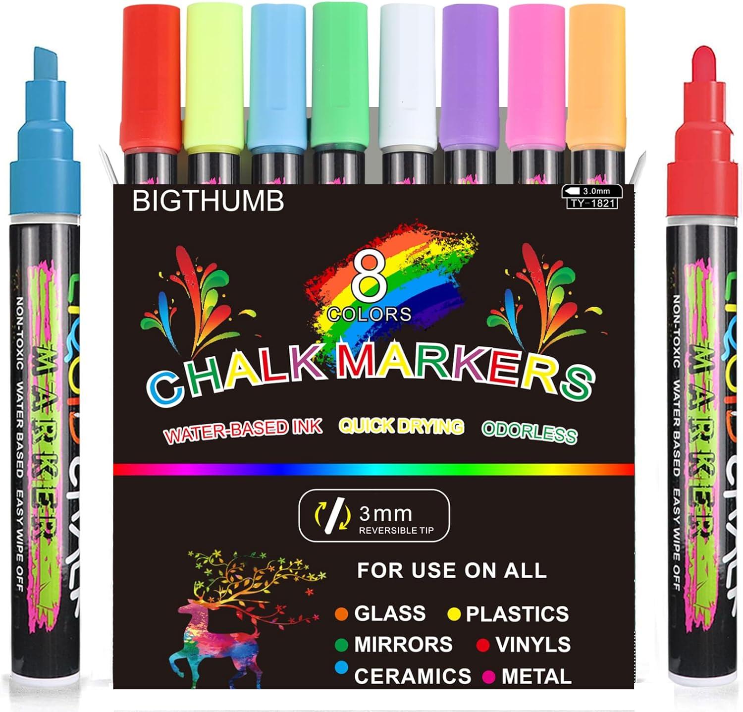 bigthumb chalk marker for blackboards dustless and non-toxic ink - wet erase marker pens for led menu board 