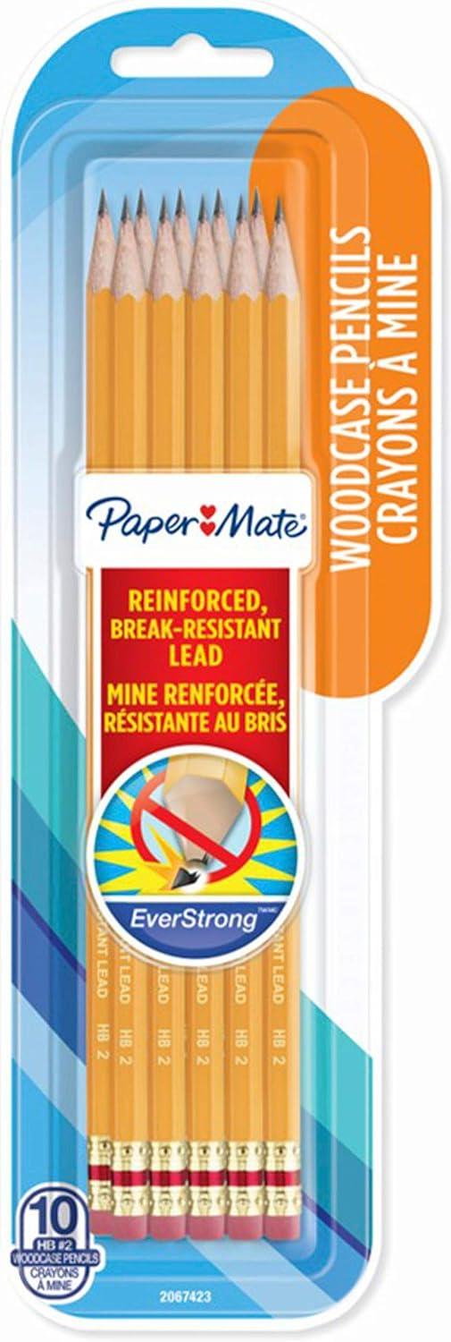 paper mate everstrong #2 pencils reinforced break-resistant lead when writing 10 pack  paper mate b07pmxs8dm