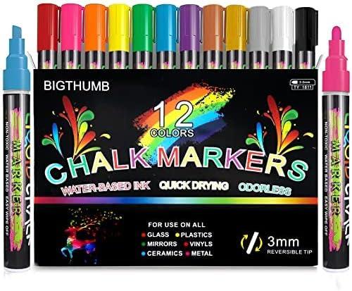 bigthumb chalk marker for blackboards dustless and non-toxic ink - wet erase marker pens for led menu board 