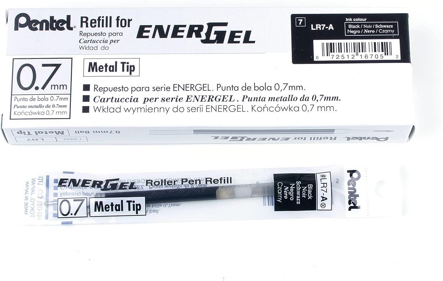 Refill For Pentel EnerGel BL57 BL77 BL407 BL107 BL117 BL2007 K600 K611 0 7mm Black Ink Box Of 12