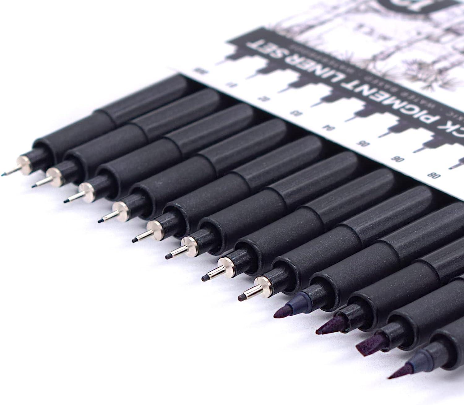 yisan black drawing pens fineliner ink pens set of 12 multisize pens anime pigment pen art pens for sketching