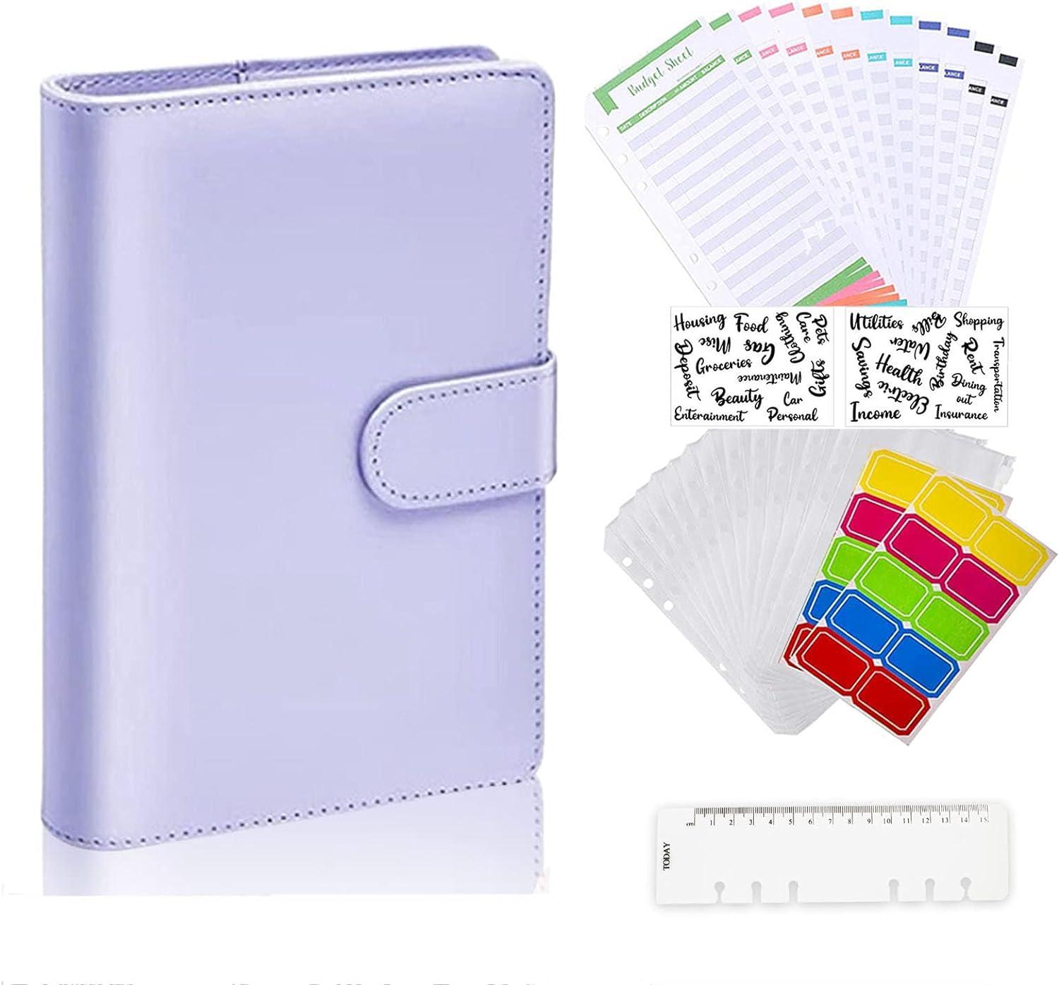 yamasun a6 pu leather notebook binder budget planner organizer 6 ring binder cover 12 pieces binder pockets 