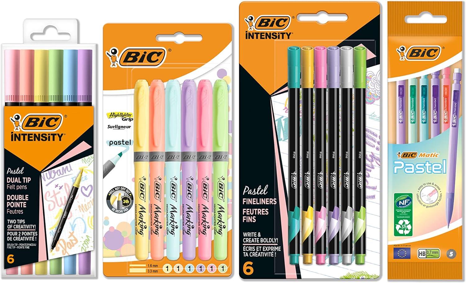 bic pastel stationery set with felt pens mechanical pencils highlighters and fine liners  bic b0bqn8xnt7