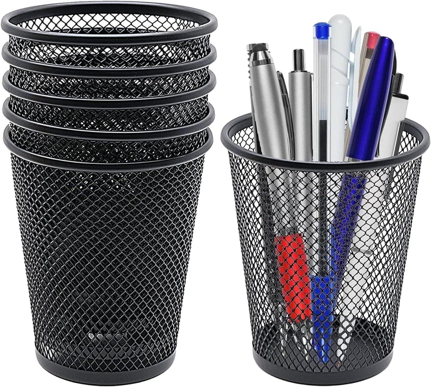 pen pots for desk 6pcs black mesh pencil holder metal tapered marker pens organizer 11cm pen holder for home