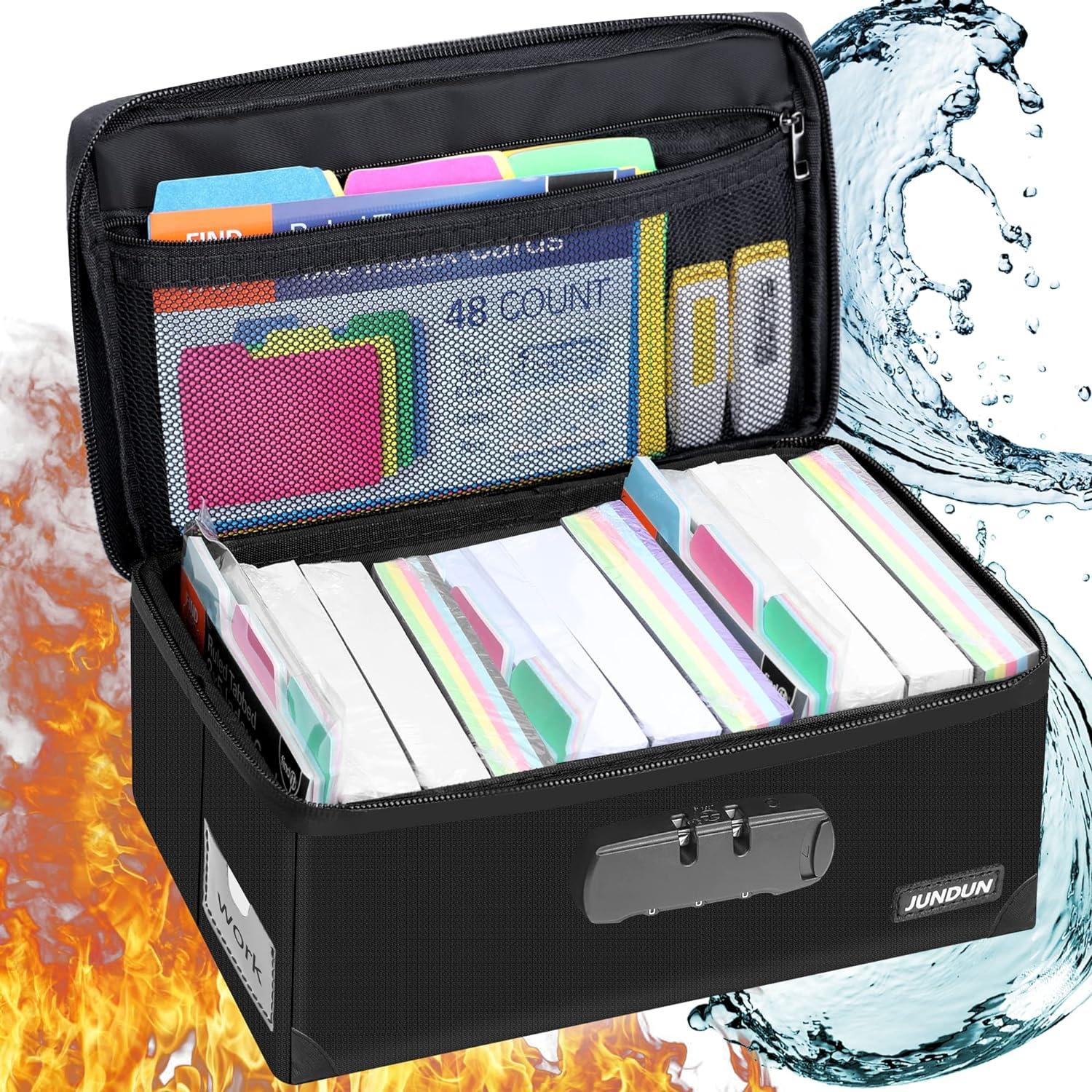 index card box with lock collapsible fireproof index card holder fits 1200 pieces 5x3  jundun b0bwyd1q8p