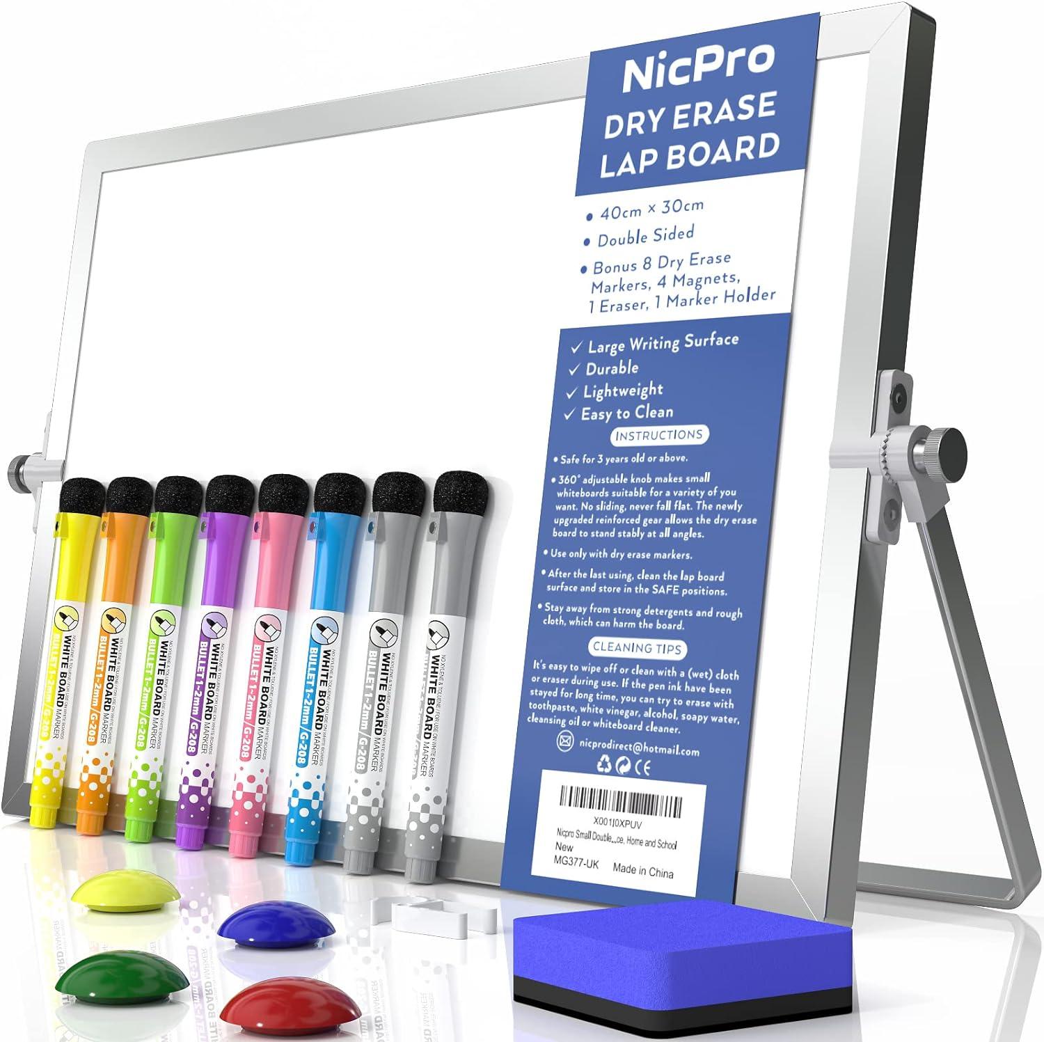 nicpro dry erase mini whiteboard a3 40 x 30 cm double sided small magnetic desktop whiteboard with stand 8