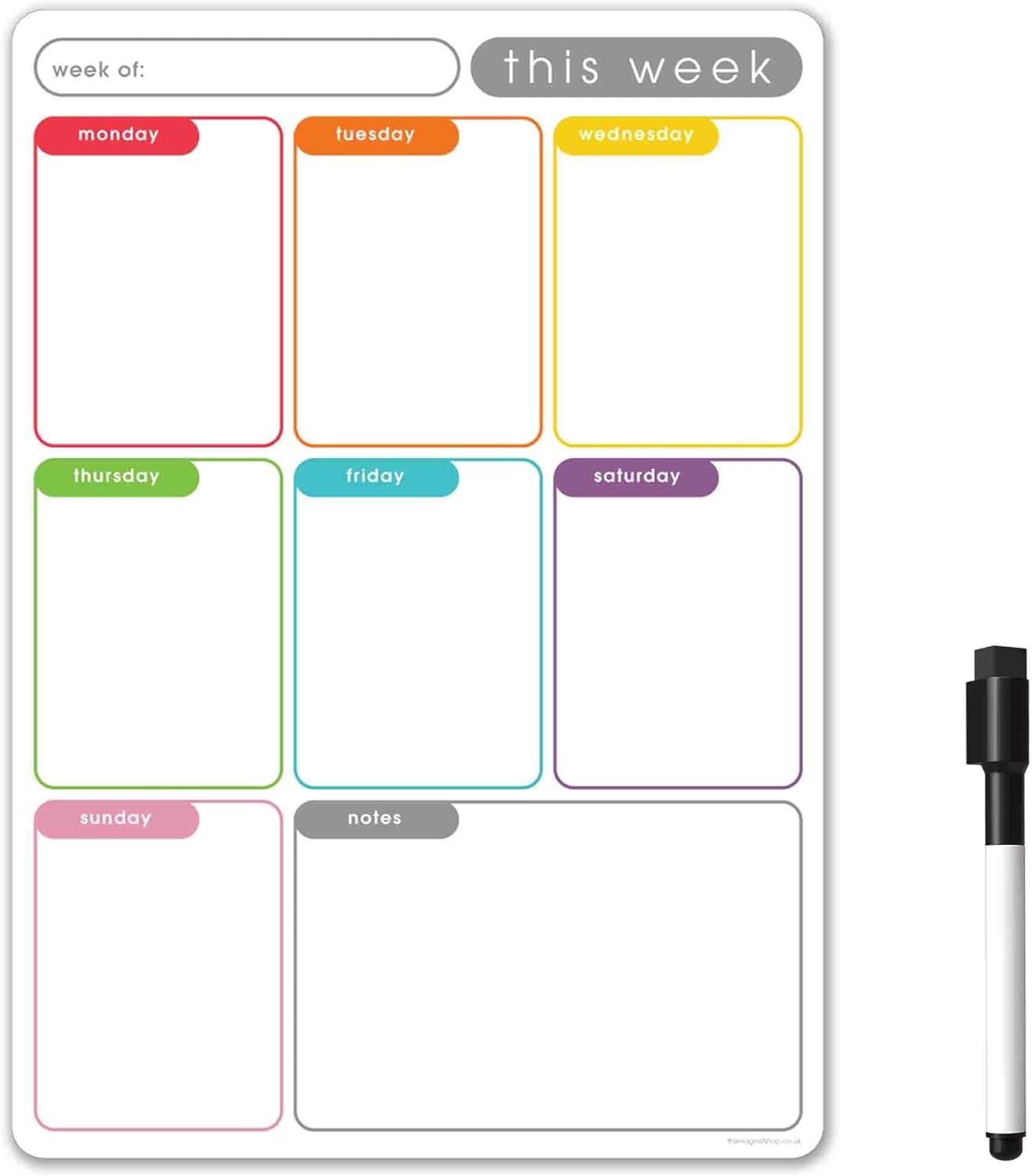 tms a4 magnetic weekly planner dry wipe fridge calendar whiteboard for organising daily tasks  ‎the magnet