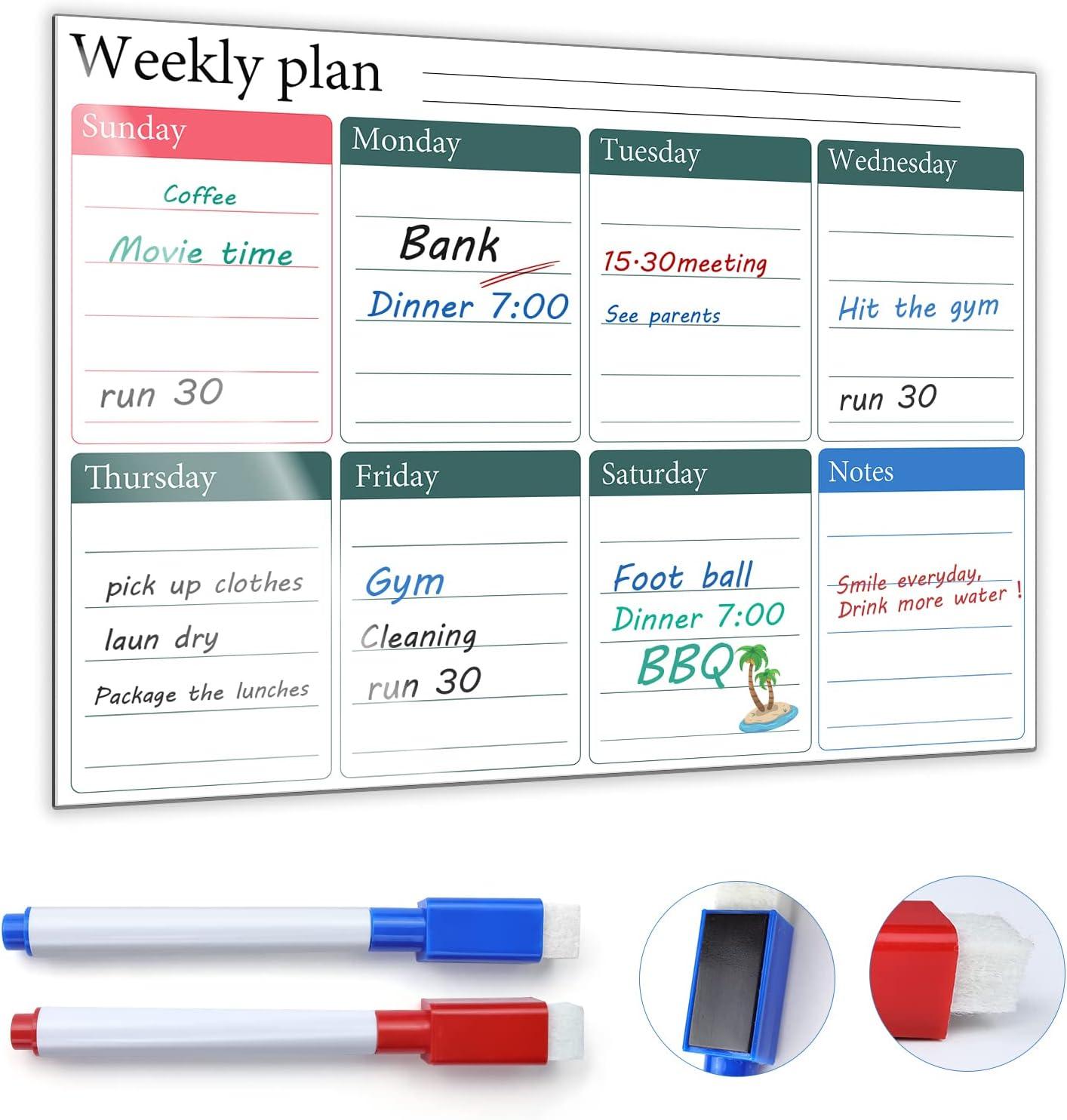 skaaisont magnetic fridge planner reusable a3 weekly planner whiteboard with 2 dry erase markers reminder 