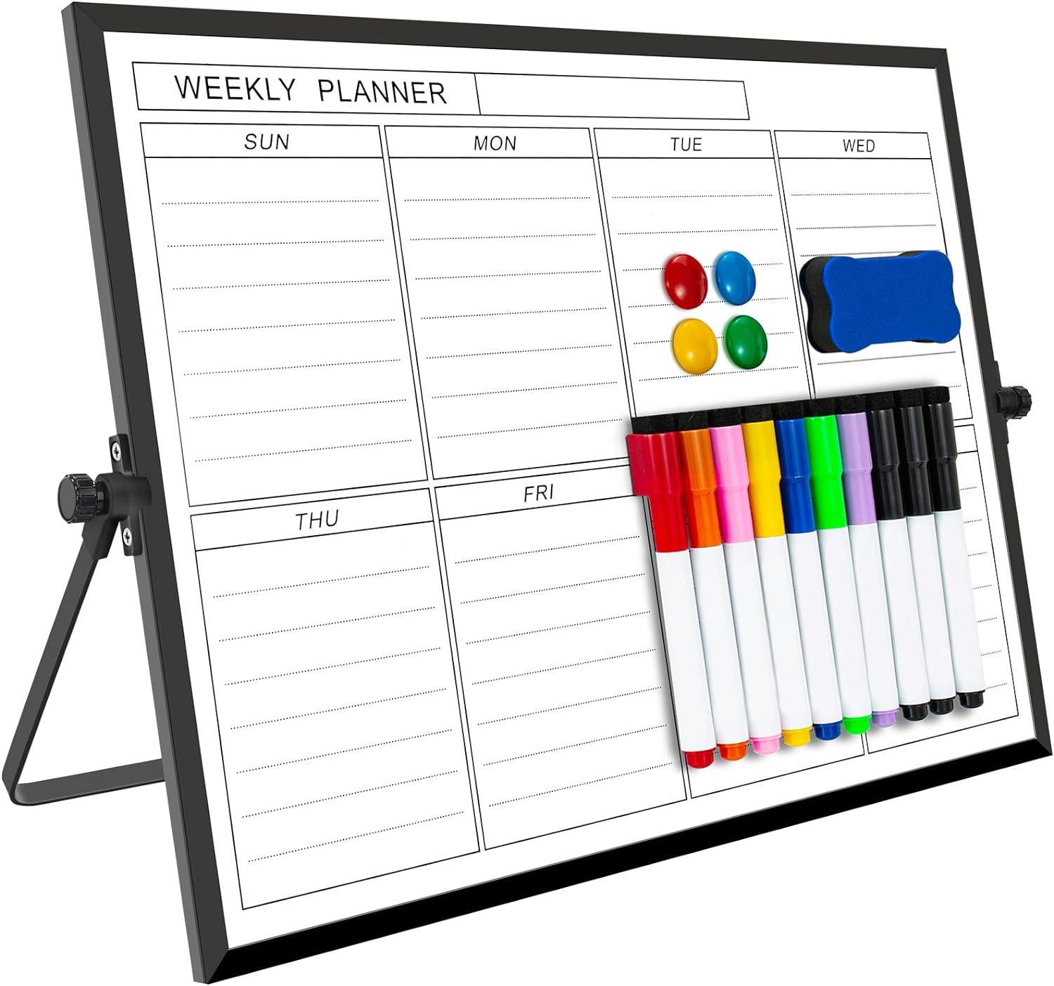 weekly whiteboard planner with stand double-sided a3 whiteboard for wall and desktop  berny b0bts5h6sh