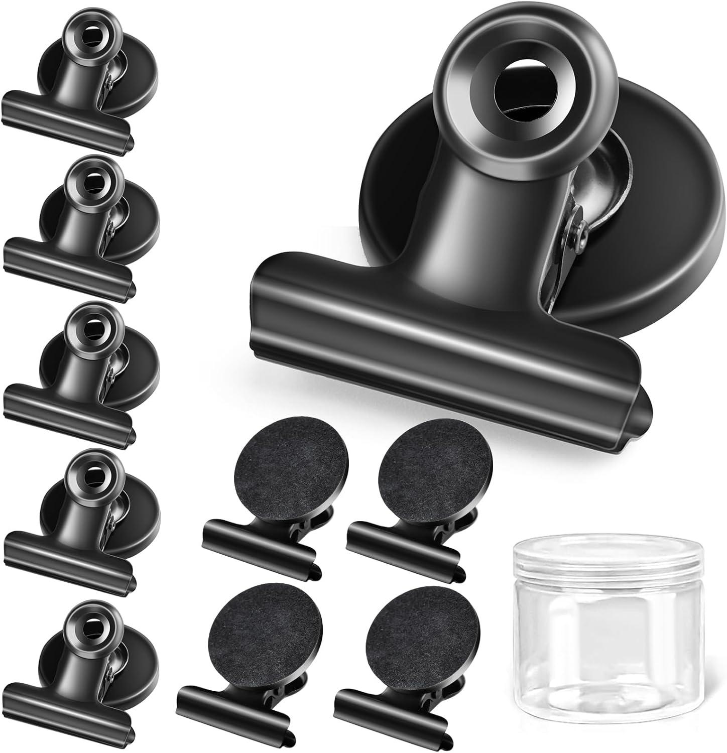 skaaisont 10 pcs magnetic clips fridge magnets have anti-scratch sticky pads magnets for whiteboard black