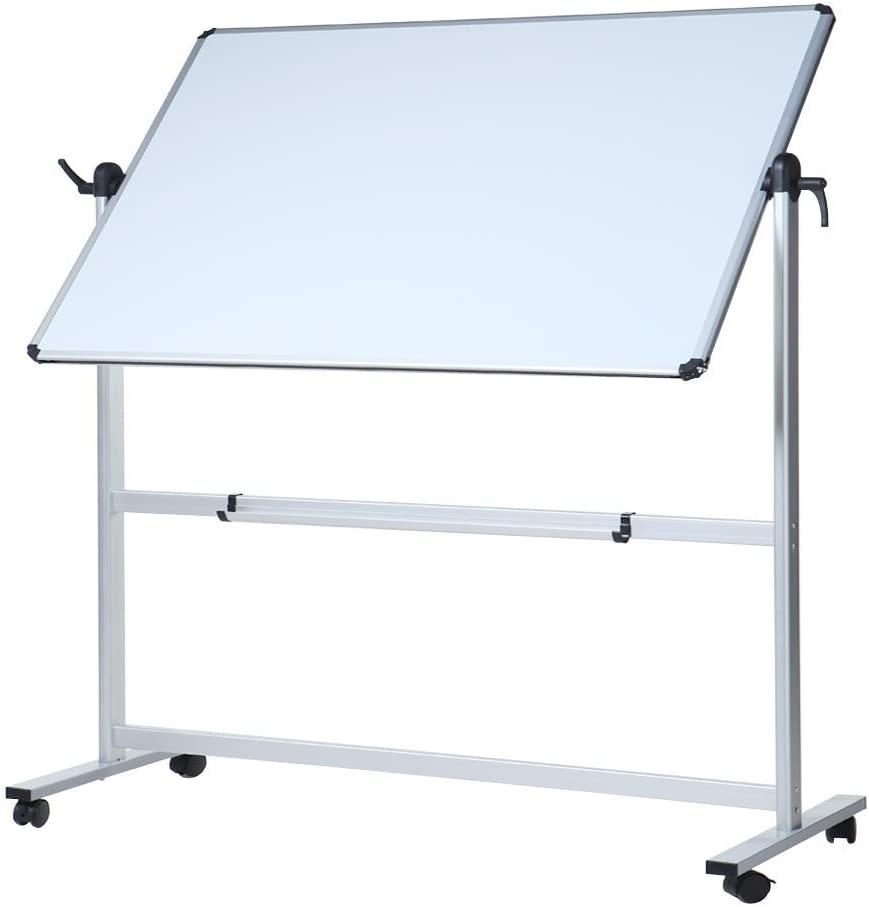 viz-pro double-sided magnetic revolving mobile whiteboard aluminium frame and stand w1200xh900mm  viz-pro