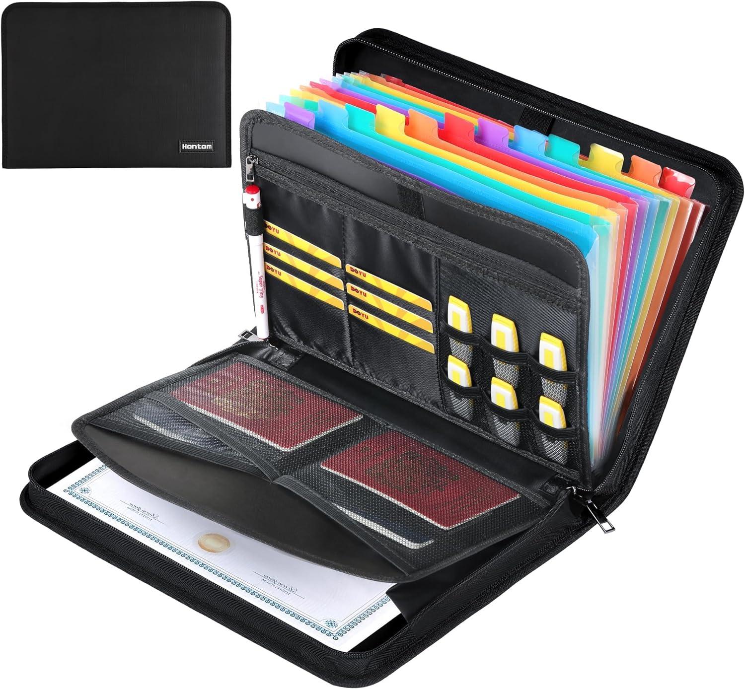 hontom expanding file folder 13 pockets fireproof accordion file organizer with multicolored pockets travel