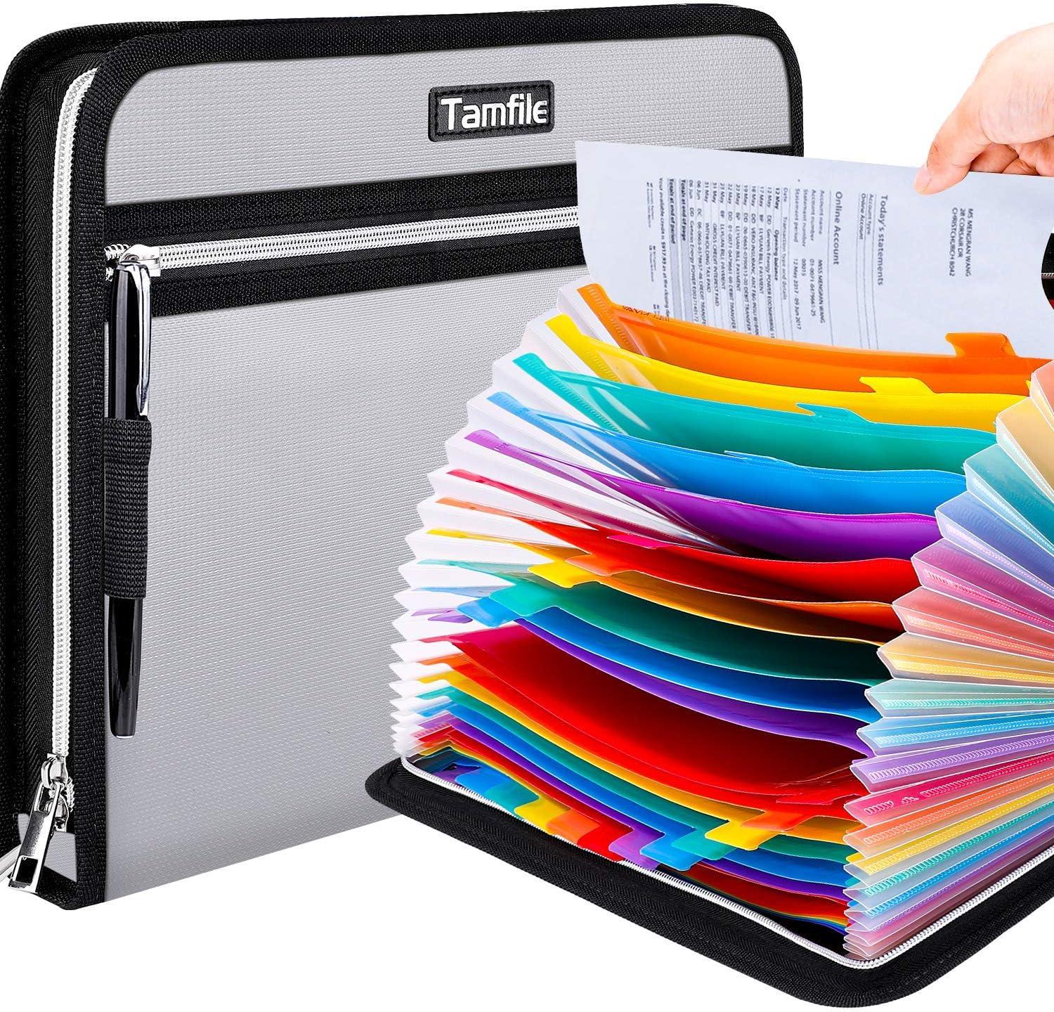 fireproof safe waterproof accordion file bag folder expanding filing folder with 24 multicolored pockets a4
