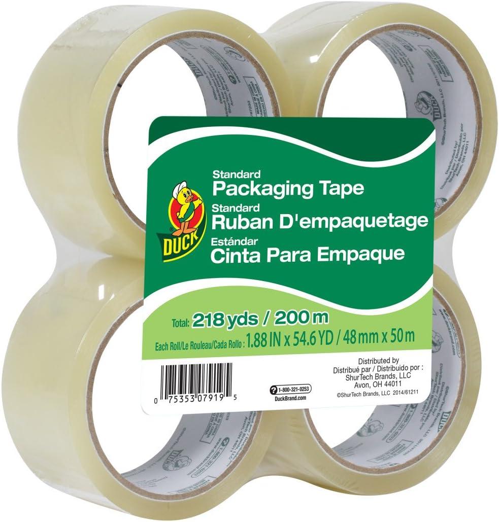 duck brand standard grade packaging tape 1 88-inch x 54 6 yards 4 rolls per pack clear 240238  duck b0074nlk5a