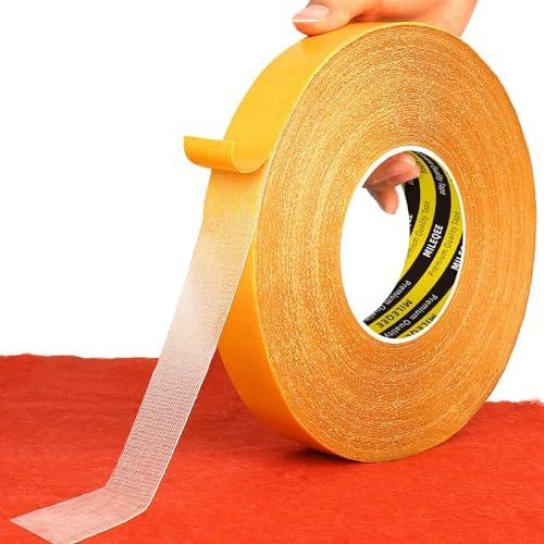 mileqee 1roll double sided tape 0 79inx164ft 50m 2 sided tape heavy duty fiberglass duct tape strong tough