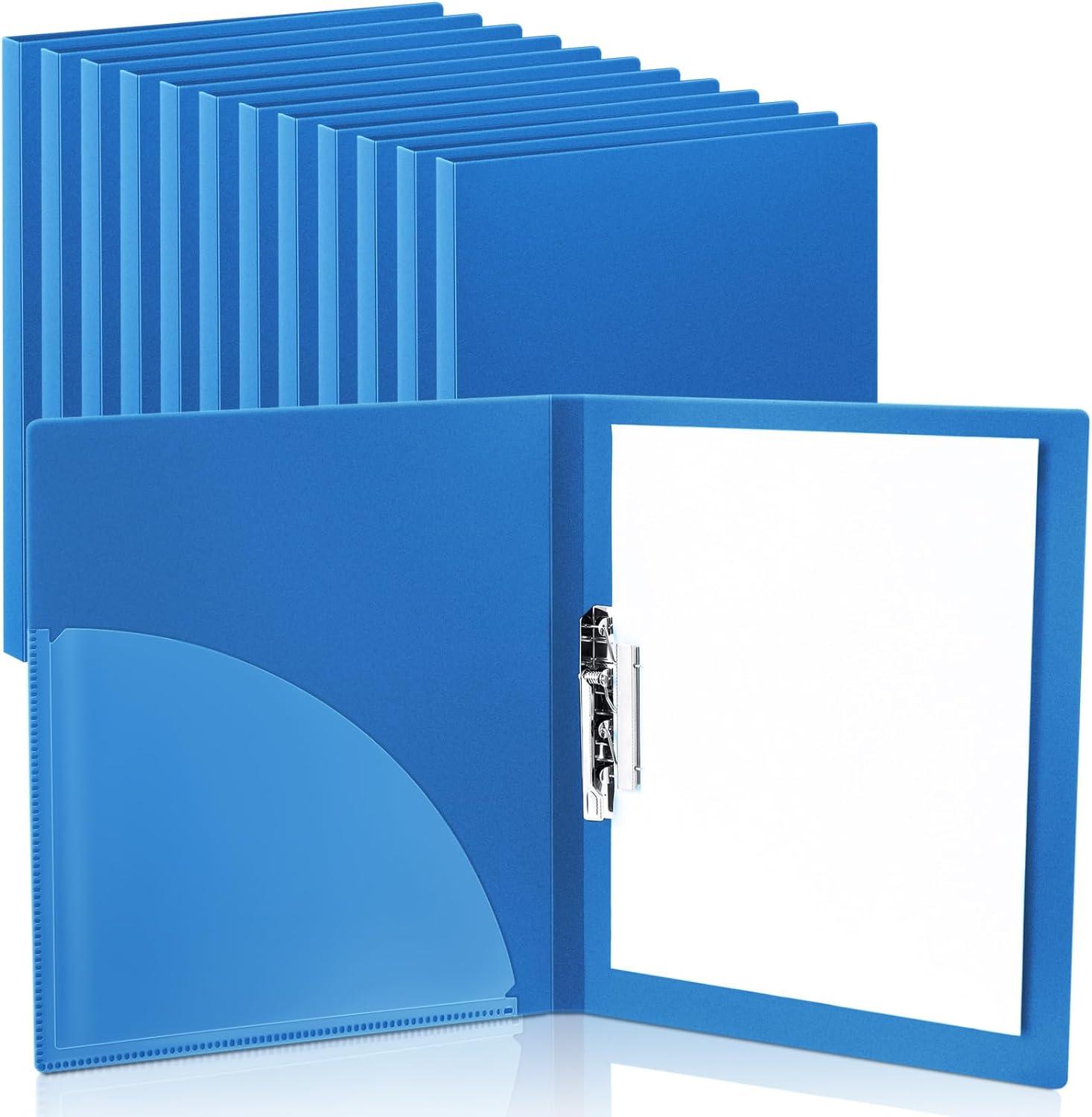 teling 12 pack punchless clamp binder folder 8.5x 11 inch metal clip and poly covers, ringless binder holds