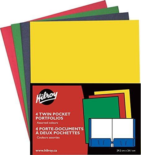 hilroy 06042 twin pocket portfolios 11-3/4x9-1/2-inch 4/pack assorted colors  hilroy b00l2bxaw6