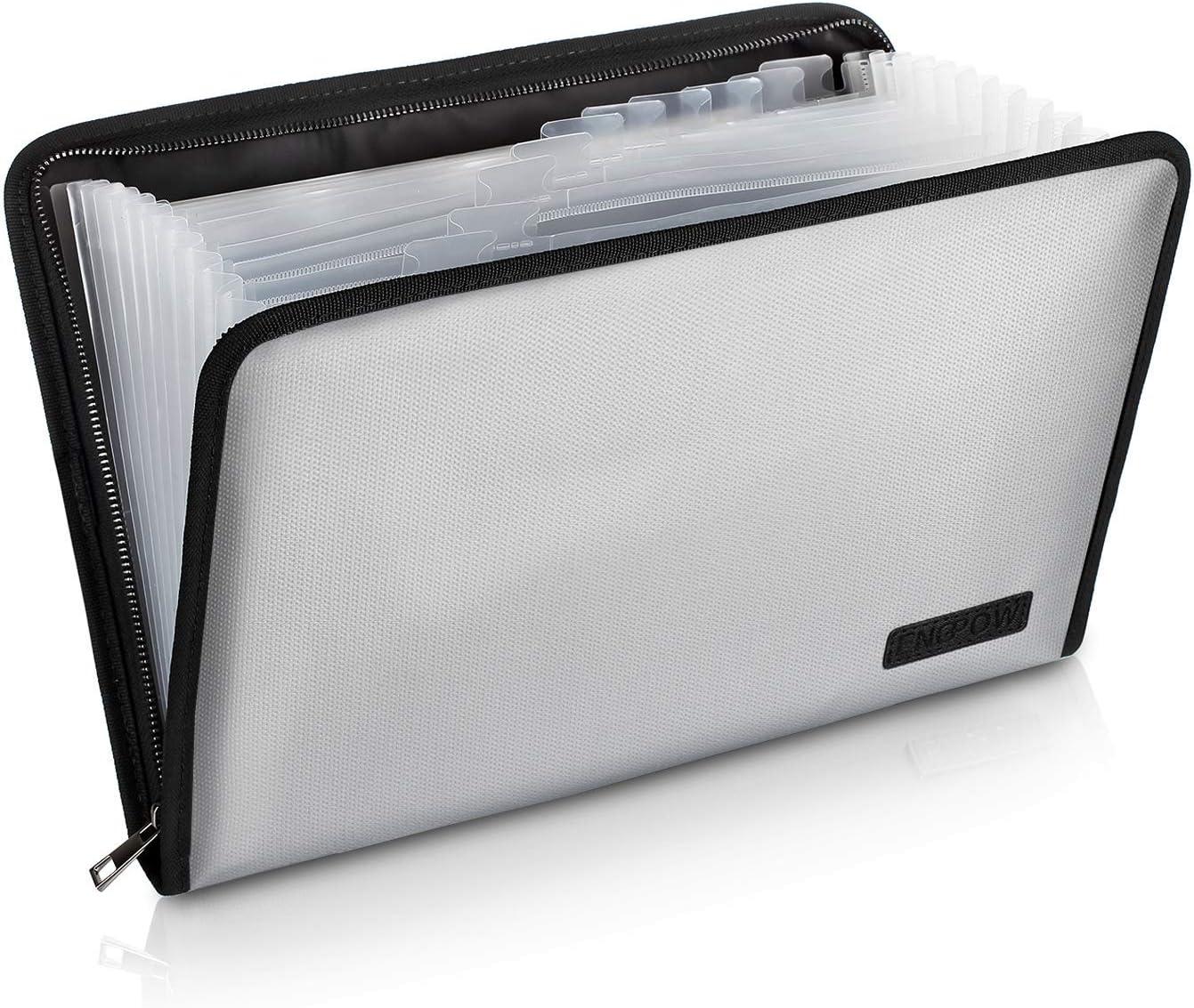 Expanding File Folder Important Document Organizer Fireproof And Waterproof Document Bag With A4 Size 13 Pockets Zipper