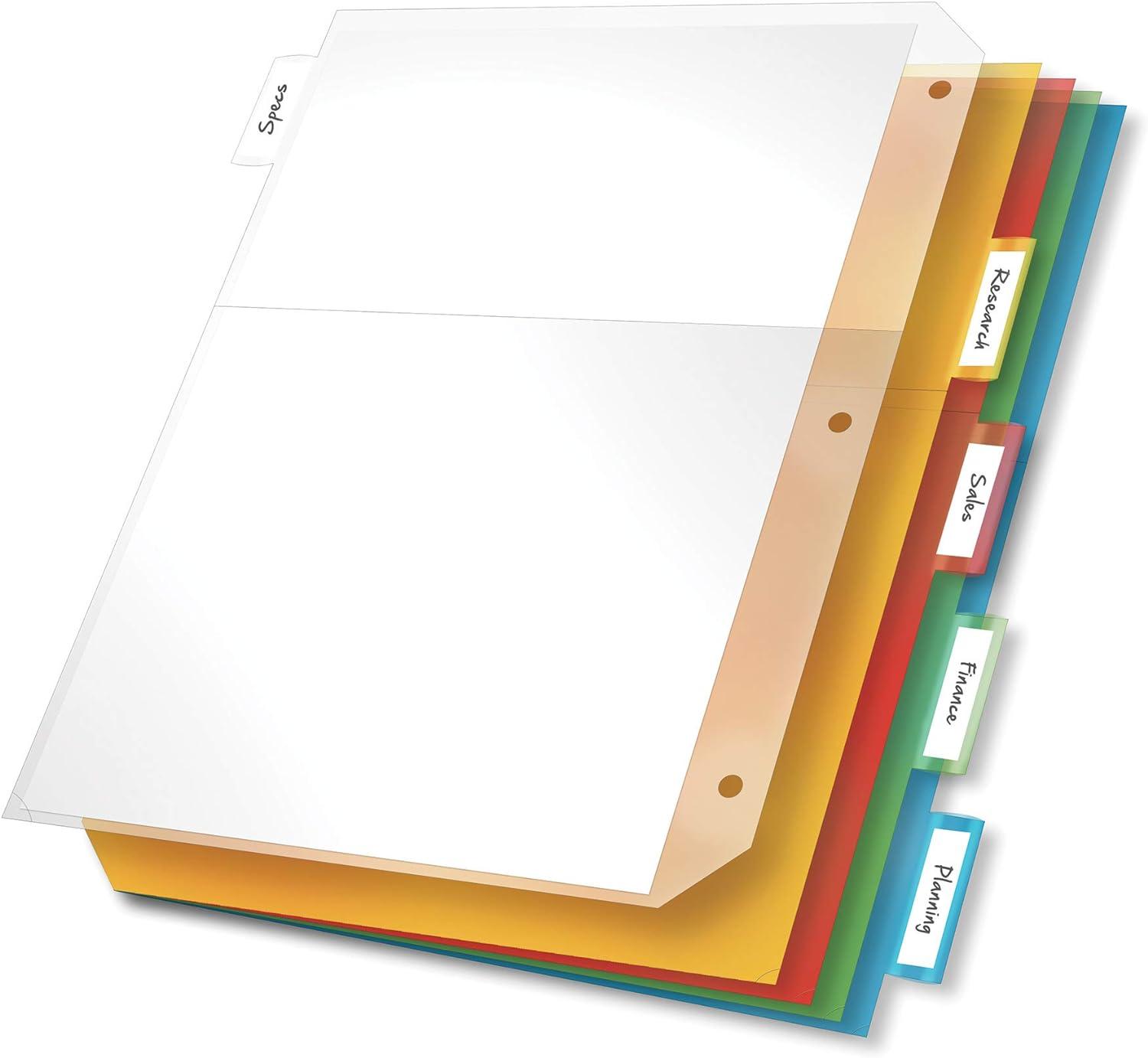 cardinal ring binder divider pockets with index tabs letter size assorted colors 5 per pack 84009  cardinal