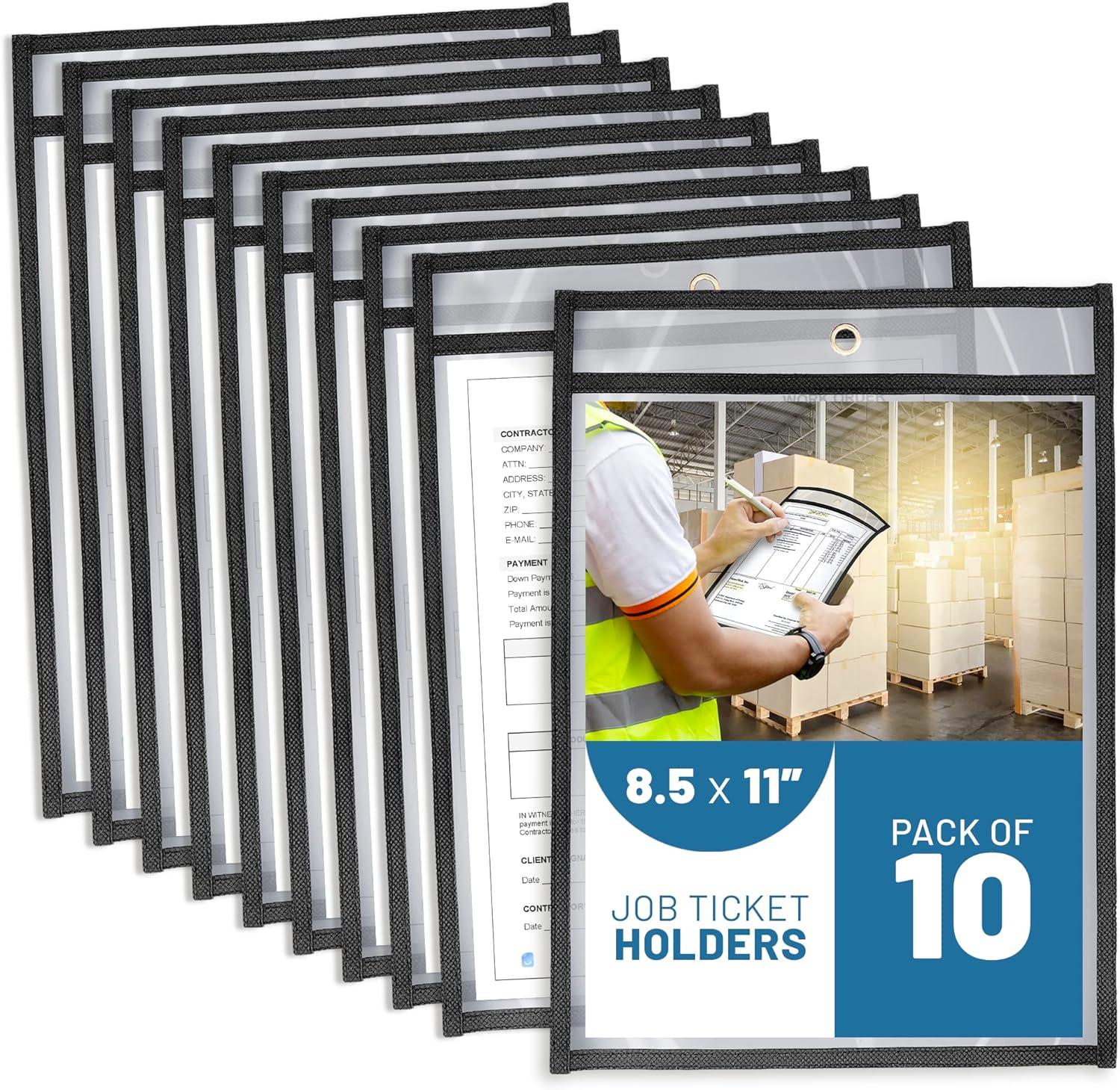 job ticket holders 8 1/2 x 11-10 pack work order plastic sleeves for documents - shop ticket holders - dry