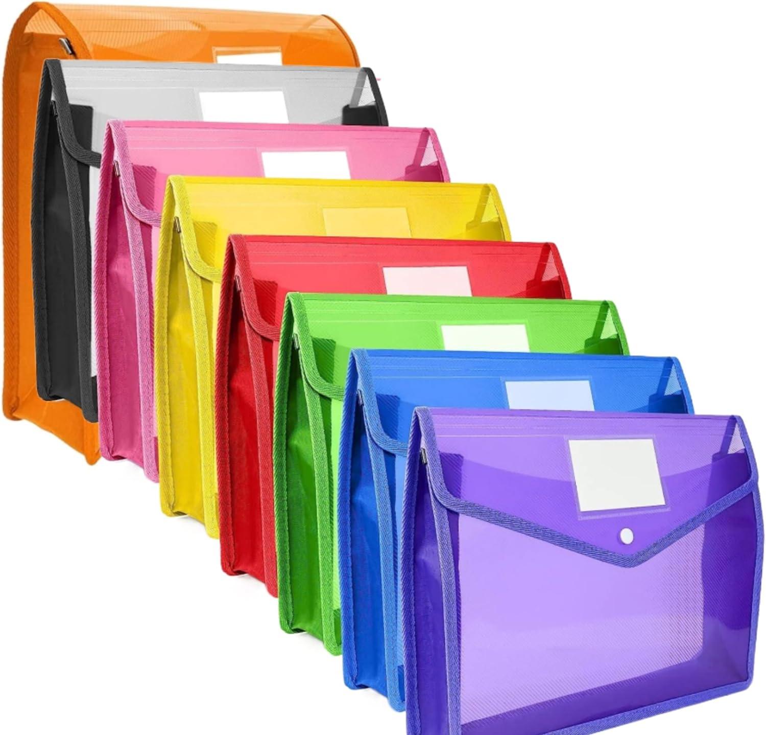 8 pcs plastic file folder large-capacity colored folders plastic envelopes poly envelopes large accordion